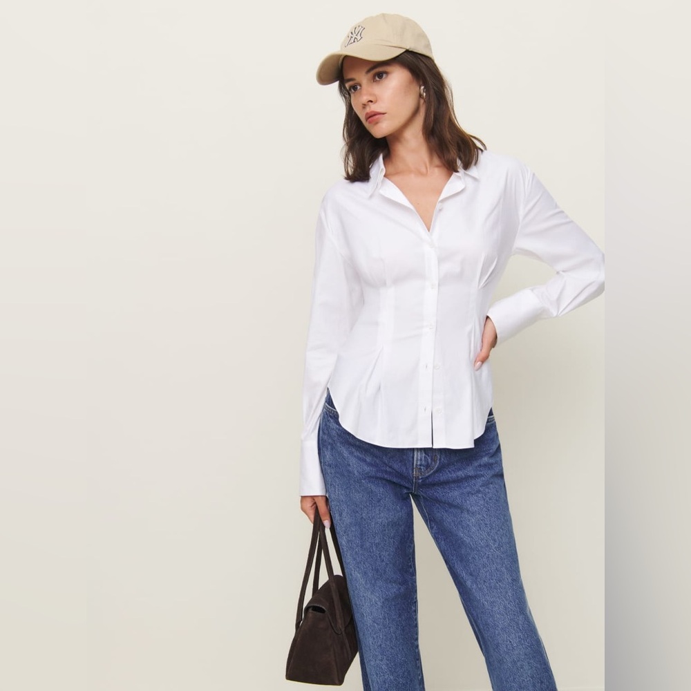 Reformation Crisp White Tailored Button-Down Shirt
